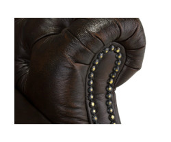 Křeslo s ušákem Chesterfield Kingsfield z pravé kůže hnědé barvy