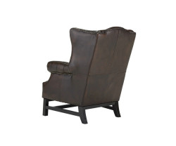 Křeslo s ušákem Chesterfield Kingsfield z pravé kůže hnědé barvy