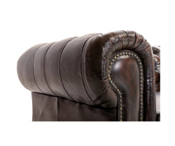 Rohová pohovka Chesterfield z pravé kůže hnědá