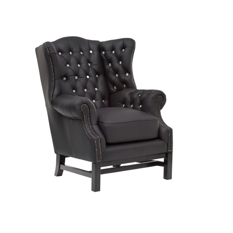 Křeslo s ušákem Chesterfield Kingsfield černé