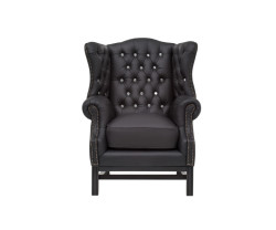 Křeslo s ušákem Chesterfield Kingsfield černé