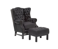 Křeslo s ušákem Chesterfield Kingsfield černé