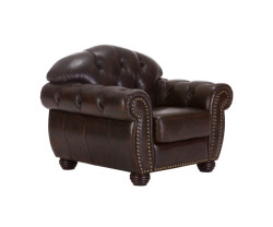 Křeslo Chesterfield Hereford, pravá kůže, hnědá