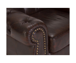 Křeslo Chesterfield Hereford, pravá kůže, hnědá