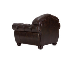 Křeslo Chesterfield Hereford, pravá kůže, hnědá