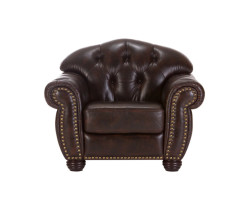 Křeslo Chesterfield Hereford, pravá kůže, hnědá