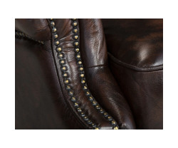 Křeslo s ušákem Chesterfield Pittsfield z pravé kůže hnědé barvy