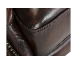 Křeslo s ušákem Chesterfield Pittsfield z pravé kůže hnědé barvy