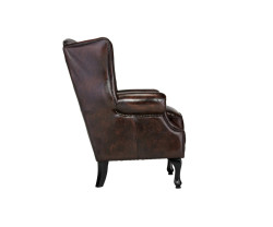 Křeslo s ušákem Chesterfield Pittsfield z pravé kůže hnědé barvy