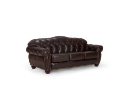 Třímístná pohovka Chesterfield Hereford z pravé hnědé kůže
