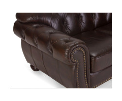 Třímístná pohovka Chesterfield Hereford z pravé hnědé kůže