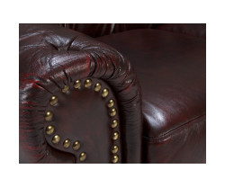 Třímístná pohovka Chesterfield Hereford z pravé hnědé kůže