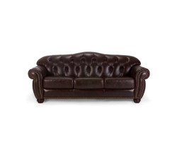 Třímístná pohovka Chesterfield Hereford z pravé hnědé kůže