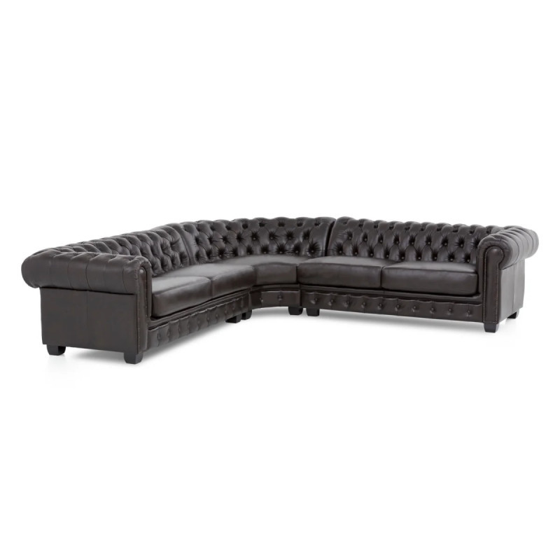 Rohová pohovka Chesterfield III hnědá