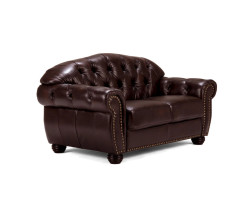 Dvoumístná pohovka Chesterfield Hereford z pravé hnědé kůže