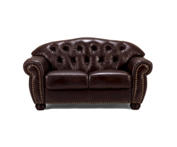 Dvoumístná pohovka Chesterfield Hereford z pravé hnědé kůže