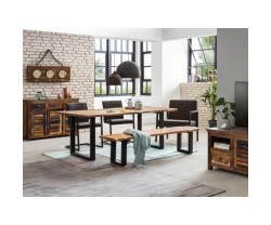 Dřevěná lavička Bullwer, akácie, stříbrná, 190x40