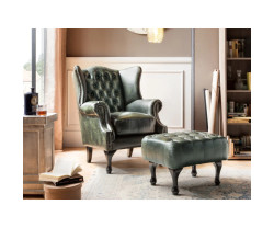 Stolička Chesterfield Pittsfield z pravé kůže zelená