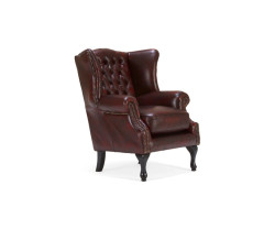 Křeslo s ušákem Chesterfield Pittsfield z pravé kůže, červené