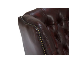Křeslo s ušákem Chesterfield Pittsfield z pravé kůže, červené