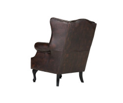 Křeslo s ušákem Chesterfield Pittsfield z pravé kůže, červené