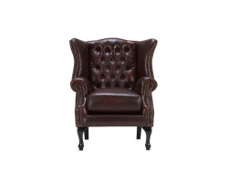 Křeslo s ušákem Chesterfield Pittsfield z pravé kůže, červené