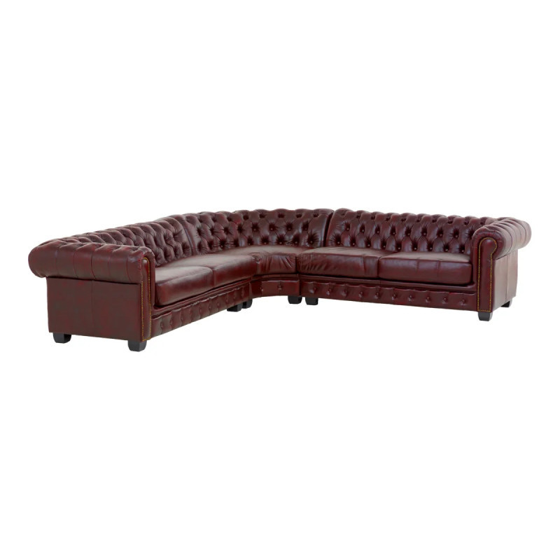 Rohová pohovka Chesterfield III červená