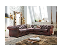 Rohová pohovka Chesterfield III červená