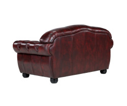 Dvoumístná pohovka Chesterfield Hereford z červené pravé kůže