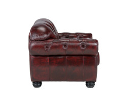 Dvoumístná pohovka Chesterfield Hereford z červené pravé kůže