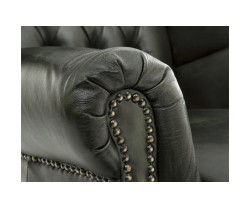 Křeslo s ušákem Chesterfield Kingsfield z pravé kůže zelené