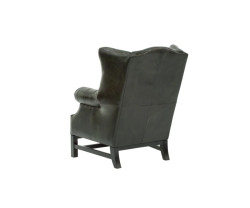 Křeslo s ušákem Chesterfield Kingsfield z pravé kůže zelené