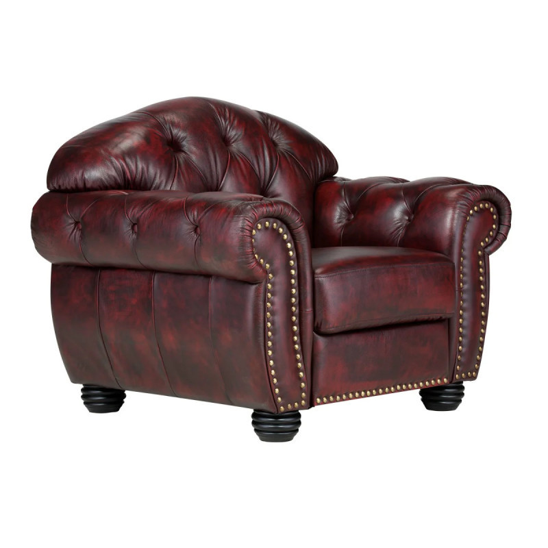 Křeslo Chesterfield Hereford, pravá kůže, červená