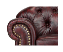 Křeslo Chesterfield Hereford, pravá kůže, červená
