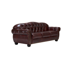 Třímístná pohovka Chesterfield Hereford z červené pravé kůže