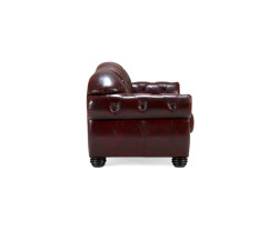 Třímístná pohovka Chesterfield Hereford z červené pravé kůže