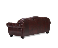 Třímístná pohovka Chesterfield Hereford z červené pravé kůže