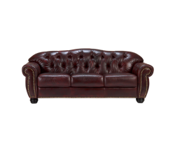 Třímístná pohovka Chesterfield Hereford z červené pravé kůže