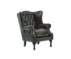 Křeslo s ušákem Chesterfield Pittsfield z pravé kůže zelené
