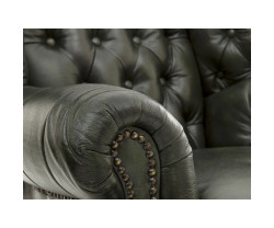 Křeslo s ušákem Chesterfield Pittsfield z pravé kůže zelené