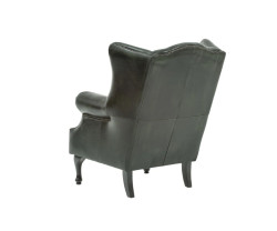Křeslo s ušákem Chesterfield Pittsfield z pravé kůže zelené