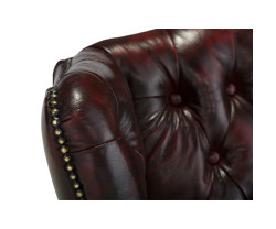 Křeslo s ušákem Chesterfield Kingsfield pravá kůže červená