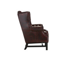 Křeslo s ušákem Chesterfield Kingsfield pravá kůže červená