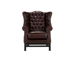Křeslo s ušákem Chesterfield Kingsfield pravá kůže červená