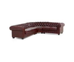 Rohová pohovka Chesterfield z pravé kůže II červená