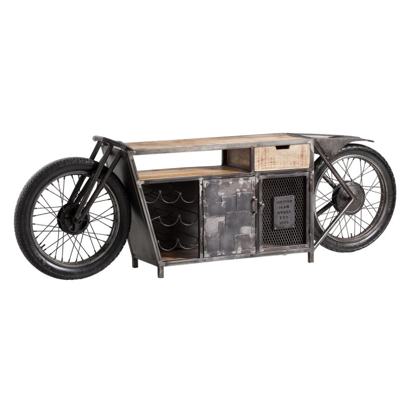 TV příborník Harlow Bike Motorcycle Console Home bar se stojánkem na lahve