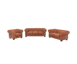 Sedací souprava Chesterfield, hnědá, cracker