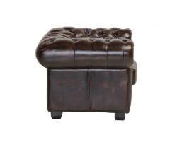 Křeslo Chesterfield z pravé kůže hnědé barvy