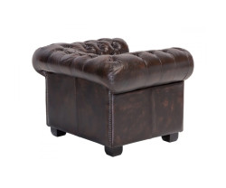 Křeslo Chesterfield z pravé kůže hnědé barvy