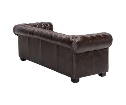 Třímístná pohovka Chesterfield z pravé hnědé kůže